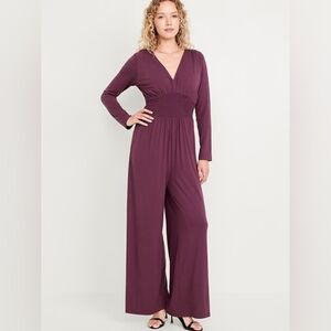NWT Old Navy Wait-Defined V-Neck Jumpsuit Color Cherry Bark Suze L Tall